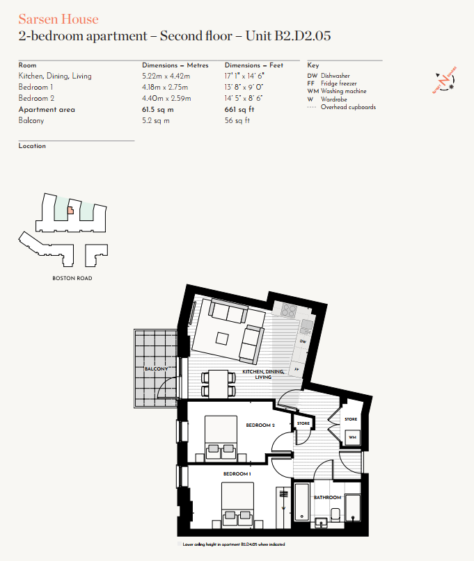 Floorplan for B2.D2.05 at Hanwell Square, Second